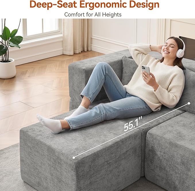 MONVANE Modular Sectional Sofa, Oversized 10 Seat Convertible U Shaped Couch