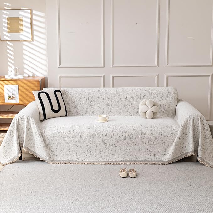 Boho Chenille Couch Cover for Dogs, Non Slip Sofa Cover, Couch Slipcover Covers