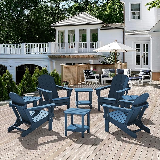 SERWALL Adirondack Table Outdoor Side Table- Blue