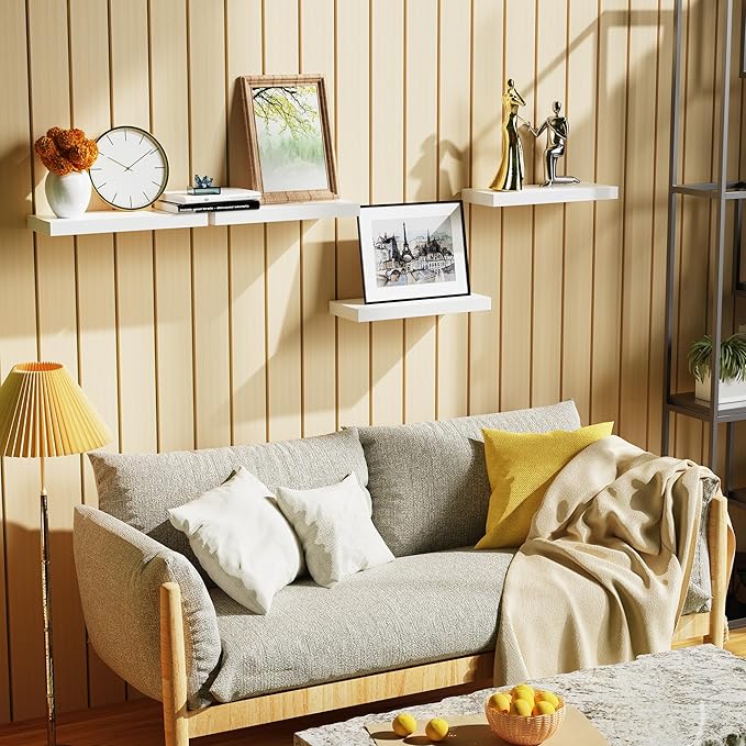 Bellsal White Engineered Wood Wall Shelf Set of 6, Living Room, Bathroom Storage