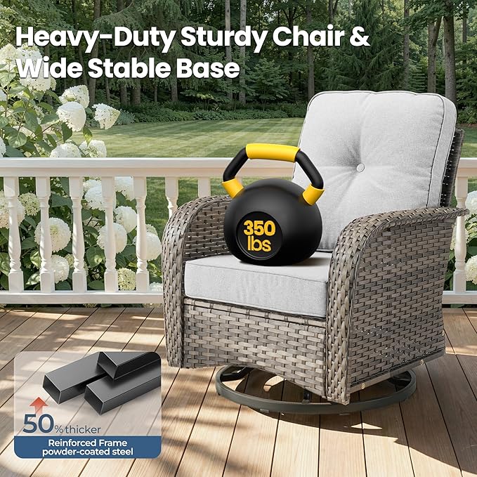 Weaxty Outdoor Swivel Rocker Patio Chairs, 3 Pieces Patio Furniture Set