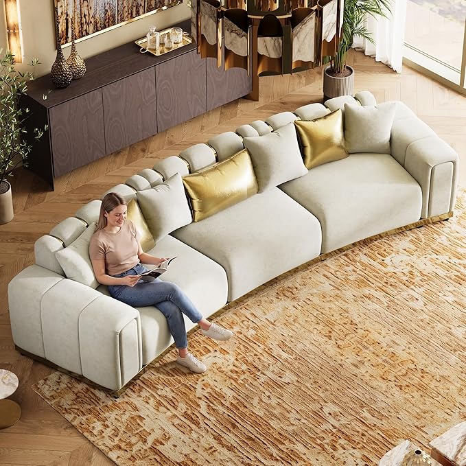 145" Oversized Velvet Chesterfield Sectional Couches
