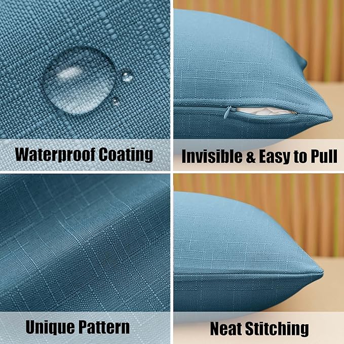 NiNi ALL Pack of 2 Decorative Outdoor Waterproof Pillow Covers Square Garden