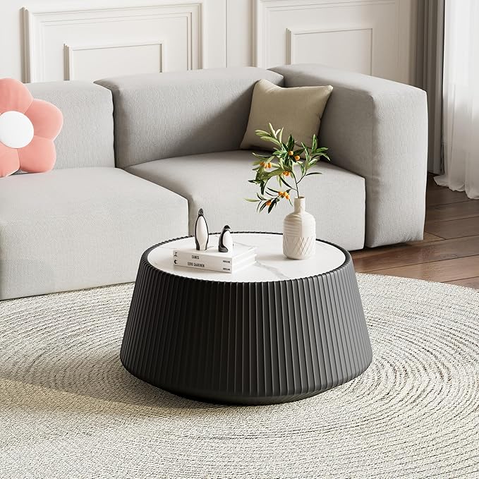 26.77" Marble Coffee Table, Modern Cup Shaped Coffee Table