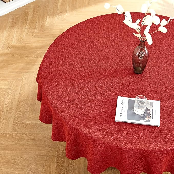 BALCONY & FALCON Round Tablecloth Washable Wrinkle Resistant and Water Proof