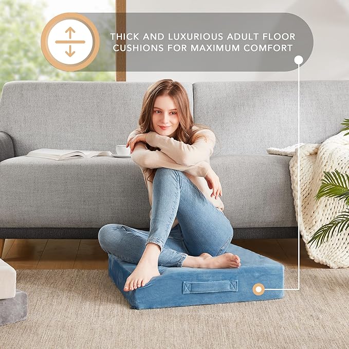 Codi Floor Cushions for Adults, Large Meditation Pillows