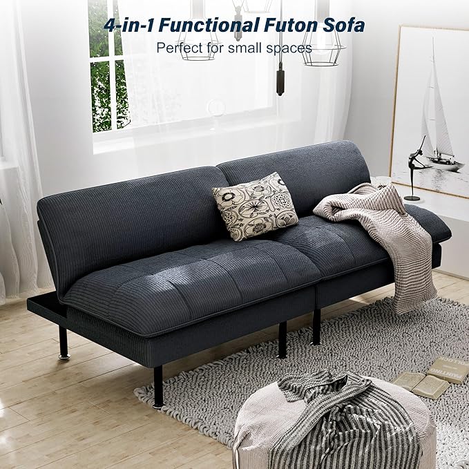 Ribilake 70" Futon Sofa Bed, 4 in 1 Multi-Function Couch Sleeper