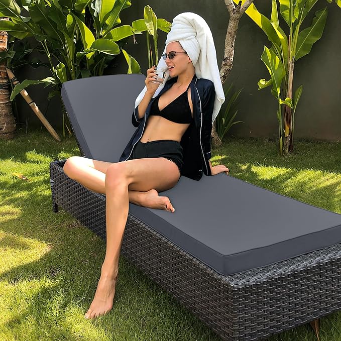 Chaise Lounge Cushion for Outdoor Furniture, Waterproof Fade and Tear Resistant