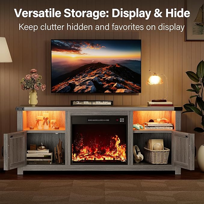 YESHOMY LED Fireplace TV Stand