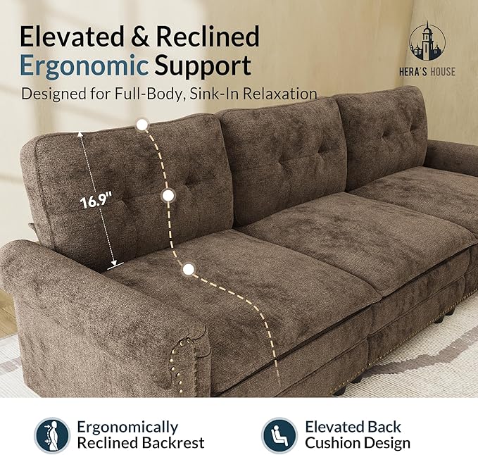 HERA'S HOUSE Mid-Century Modern Couch, Oversized Sectional Couch