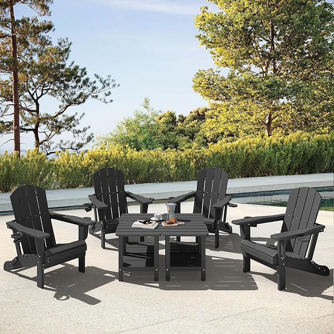 SERWALL Adirondack Table Set of 6, Outdoor Side Table- Gray