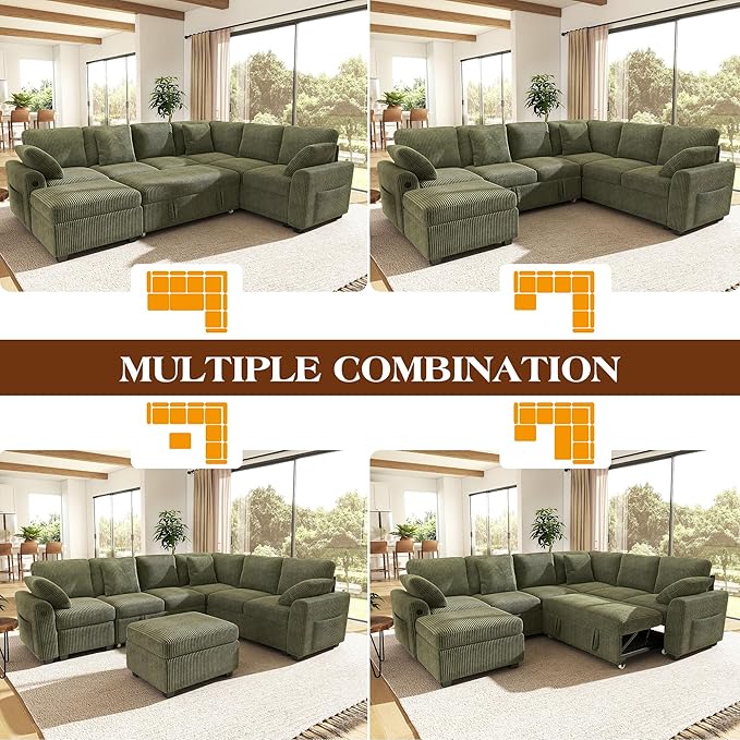 Ihanherry 7-Seater Large Sectional Sofa Bed