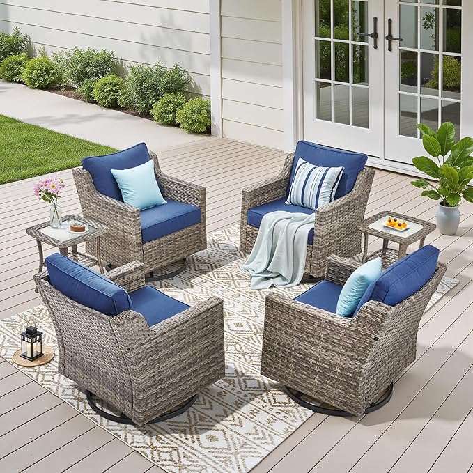 Patio Wicker Chairs Swivel Rocker-Outdoor Swivel Rocker Chair Set of 4