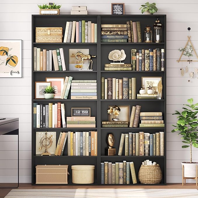 FOTOSOK 6-Tier Open Bookcase and Bookshelf, Freestanding Display Storage