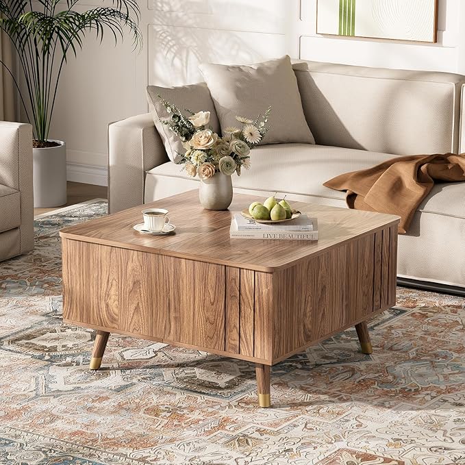 JOINICE Walnut Lift Top Coffee Table