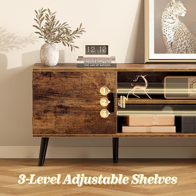 SUPERJARE TV Stand for 55 Inch TV, Entertainment Center