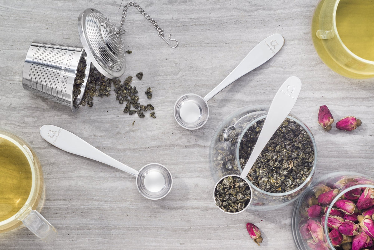 Apace Living Tea Scoop (Set of 3) - Stainless Steel Measuring Spoons for Loose Leaf Tea, Coffee and More (M, Silver)