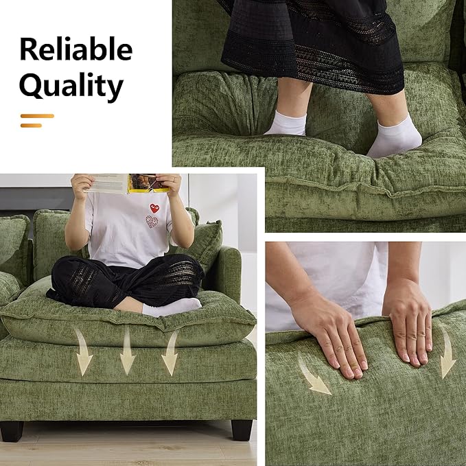 147'' Sectional Cloud Deep Seat Couch, Oversized Chenille U Shaped Sectional