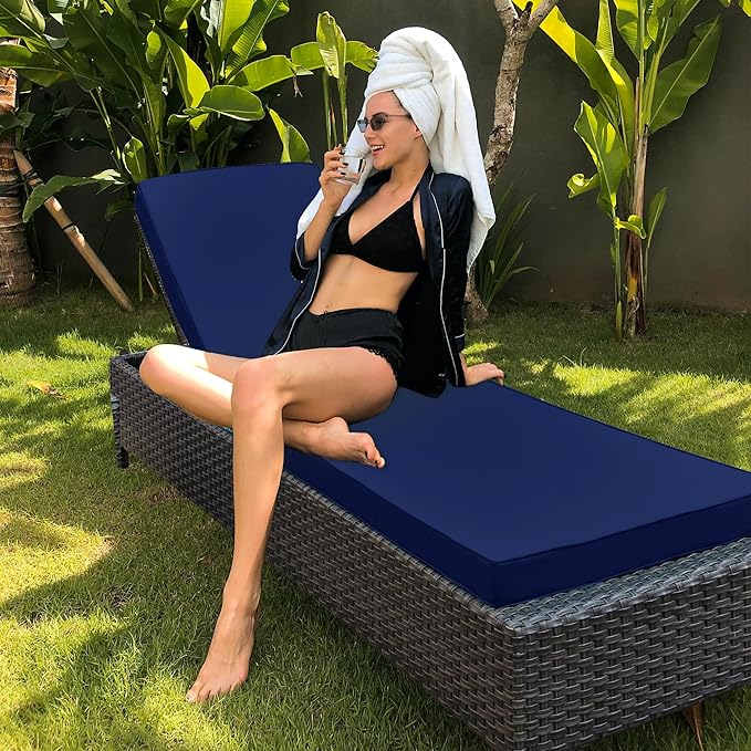 Chaise Lounge Cushion for Outdoor Furniture, Waterproof Fade and Tear Resistant