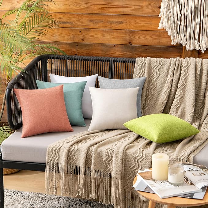 MIULEE Pack of 2 Decorative Outdoor Solid Waterproof Throw Pillow Covers Faux