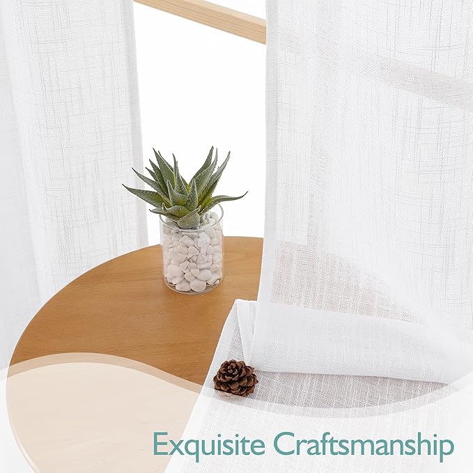 Chyhomenyc Extra Long White Semi Sheer Curtains 108 Inches Long 2 Panels Set
