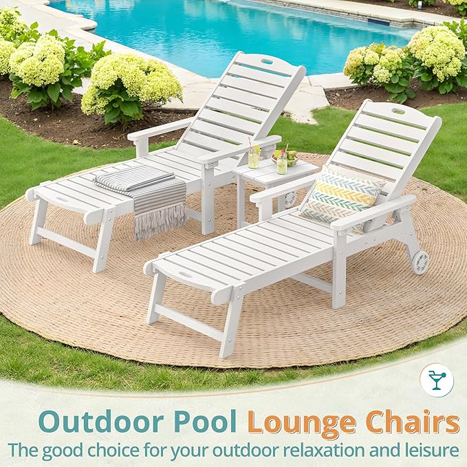LUE BONA Lounge Chair Outdoor, HDPS Chaise Lounge Outdoor