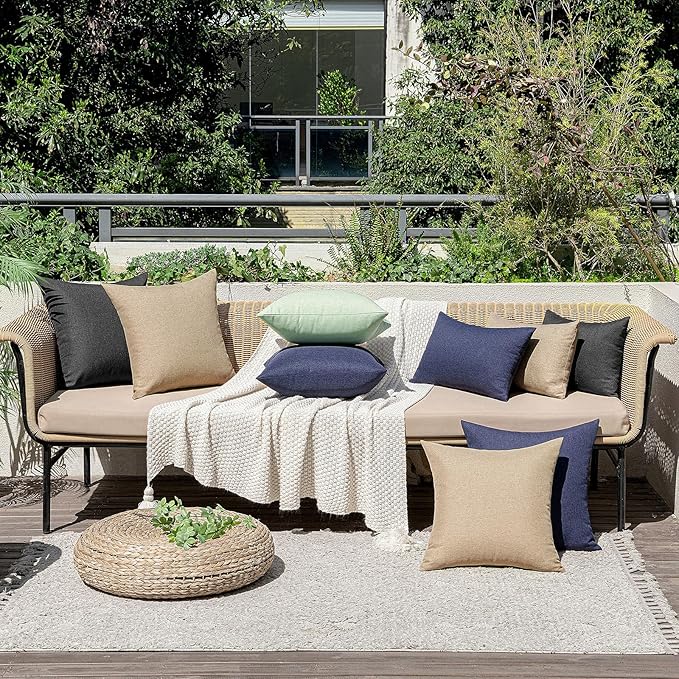MIULEE Pack of 2 Decorative Outdoor Solid Waterproof Throw Pillow Covers Faux