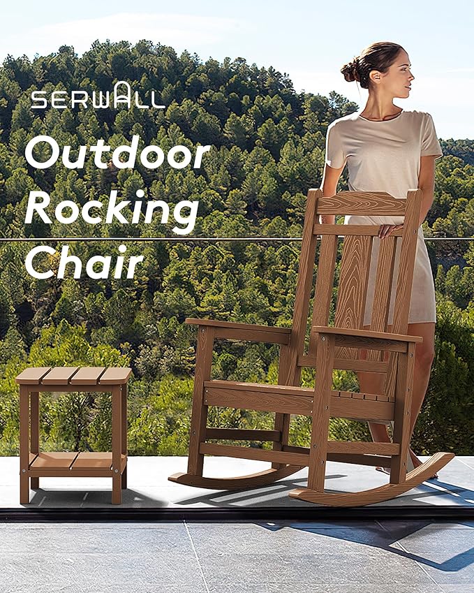 SERWALL Oversized Rocking Chair Set of 4 Outdoor, HDPE Outdoor Rocking Chair