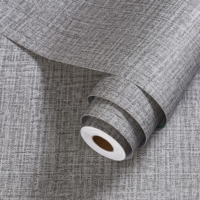 Grey Grasscloth Peel and Stick Wallpaper Gray Contact Paper 472inch Waterproof