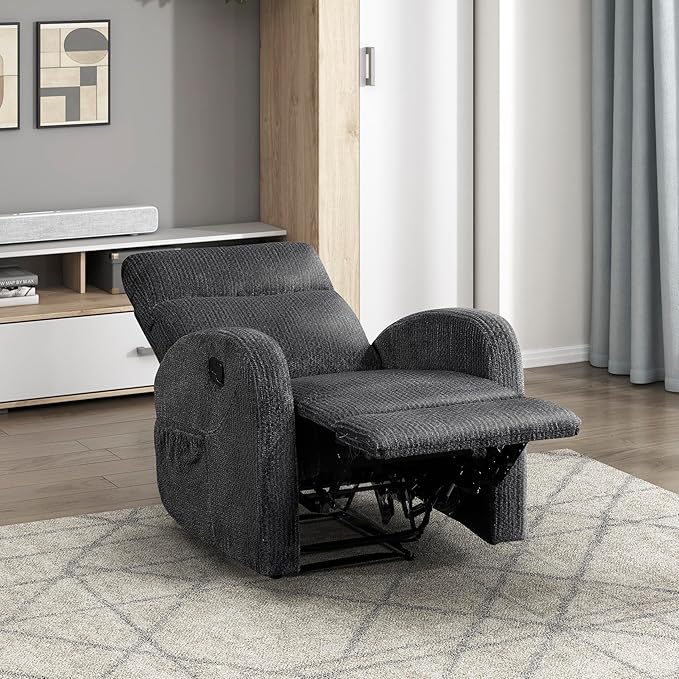 Lexicon Manual Recliner Chair, Textured Microfiber Reclining Chair, Wall Hugger