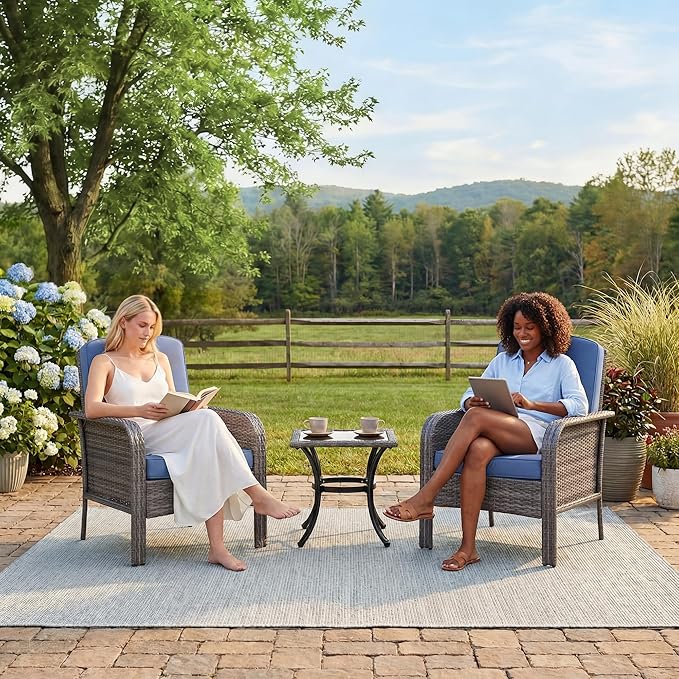 GarveeLife Set of 2 Wicker Patio Chairs, Heavy Duty,