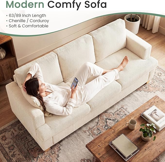 YOUDENOVA 63" Corduroy Sofa Couch Loveseat