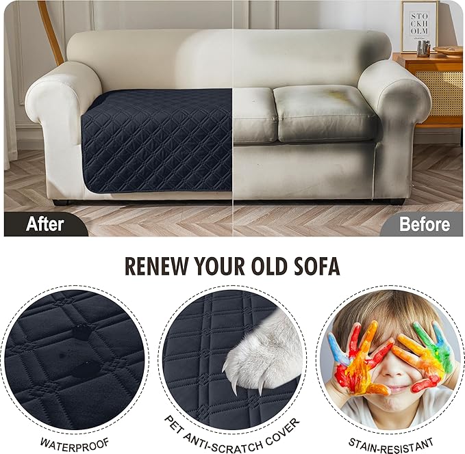 Genina Waterproof Couch Cover, Washable Anti-Slip 67 inch Sofa Covers