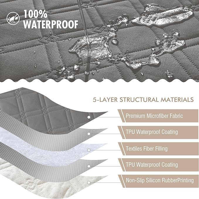 Genina Waterproof Couch Cover, Washable Anti-Slip 78inch Sofa Covers