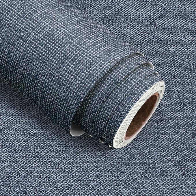 Grasscloth Peel and Stick Wallpaper Denim Blue Contact Paper 15.7inch x