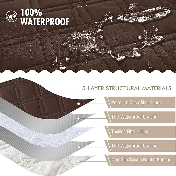 Genina Waterproof Couch Cover, Washable Anti-Slip 78inch Sofa Covers