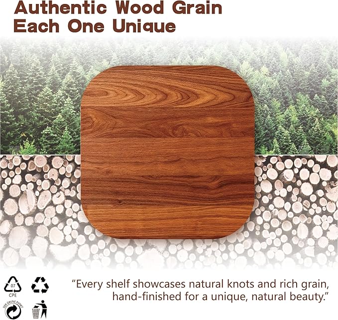 Solid Wood Floating Shelves, 15in Finished Real Wood Wall Shelves