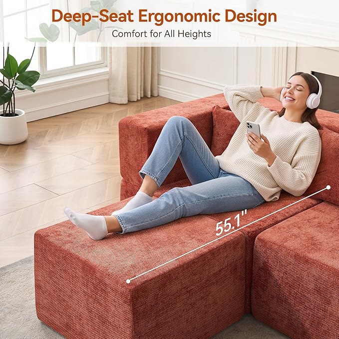 MONVANE 103'' Modular Sectional Sofa, Cloud Sectional Couch