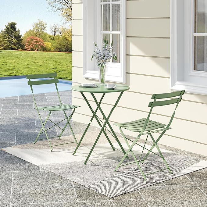 3-Piece Folding Bistro Set, Outdoor Patio Furniture Set
