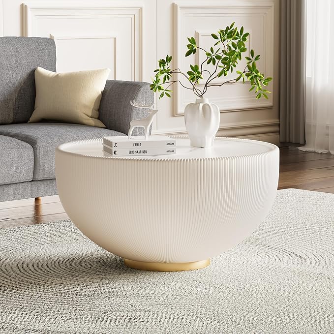SSLine Bowl-Shape Coffee Table Set of 2 Modern Sintered Stone Top Nesting