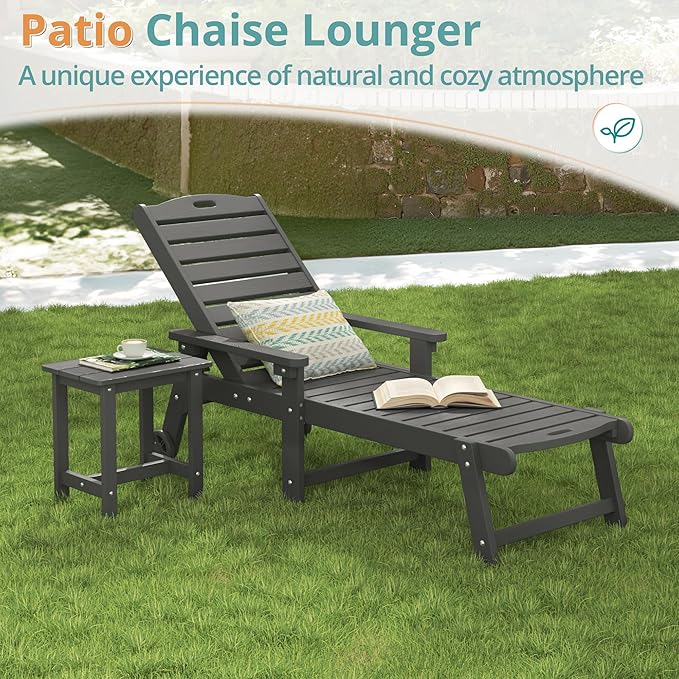 LUE BONA Lounge Chair Outdoor, HDPS Chaise Lounge Outdoor