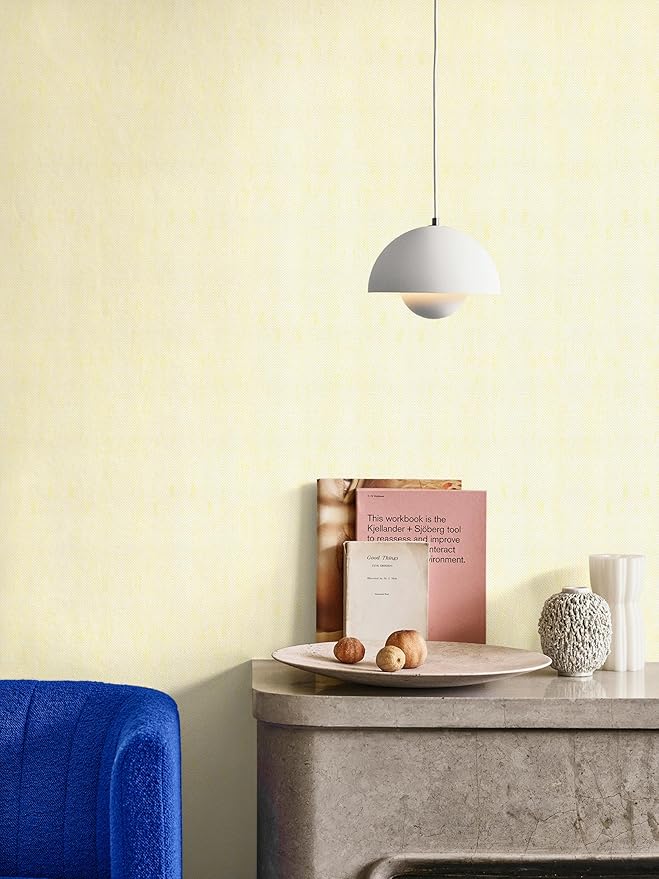 Grasscloth Peel and Stick Wallpaper Yellow Beige Textured Contact Paper 15.7in