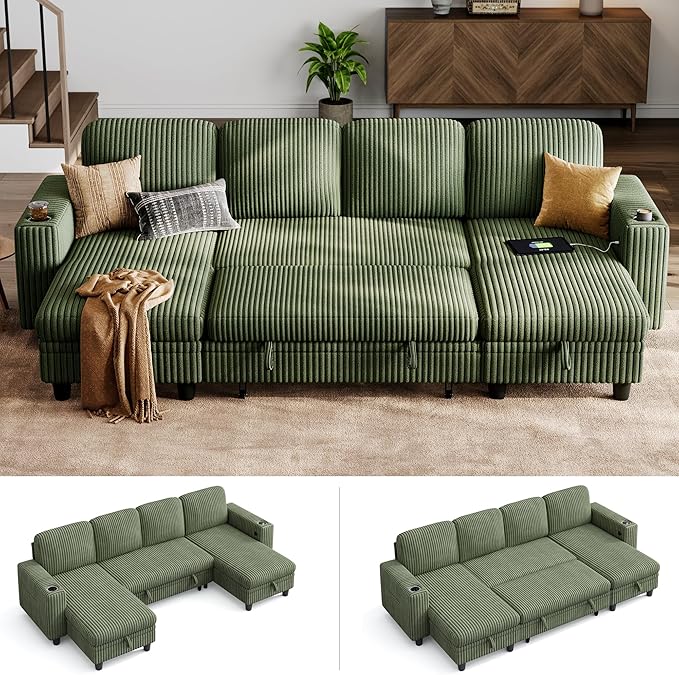 LINSY HOME Sectional Sleeper Sofa Pull Out Couches