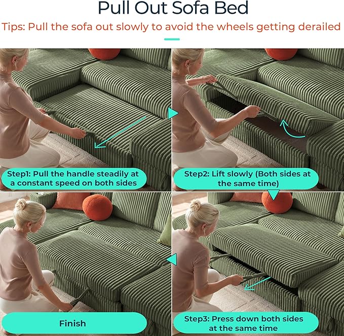 LINSY HOME Sectional Sleeper Sofa