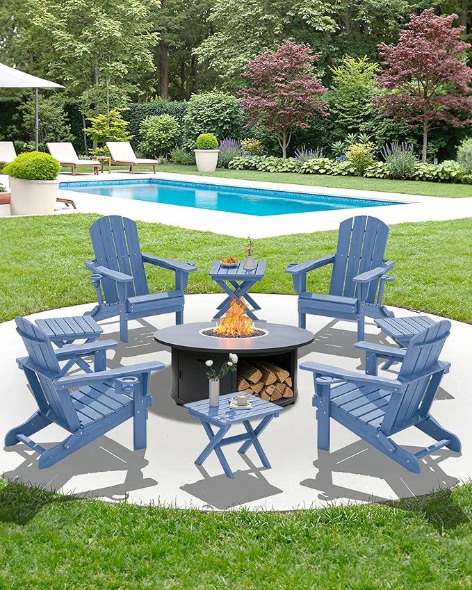 SERWALL Folding Adirondack Side Table, Portable Small Outdoor Table, Weather