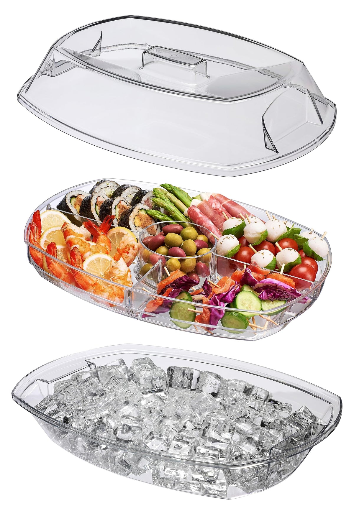 Prodyne Ice Party Platter, 15 1/2" x 11" x 6", Clear