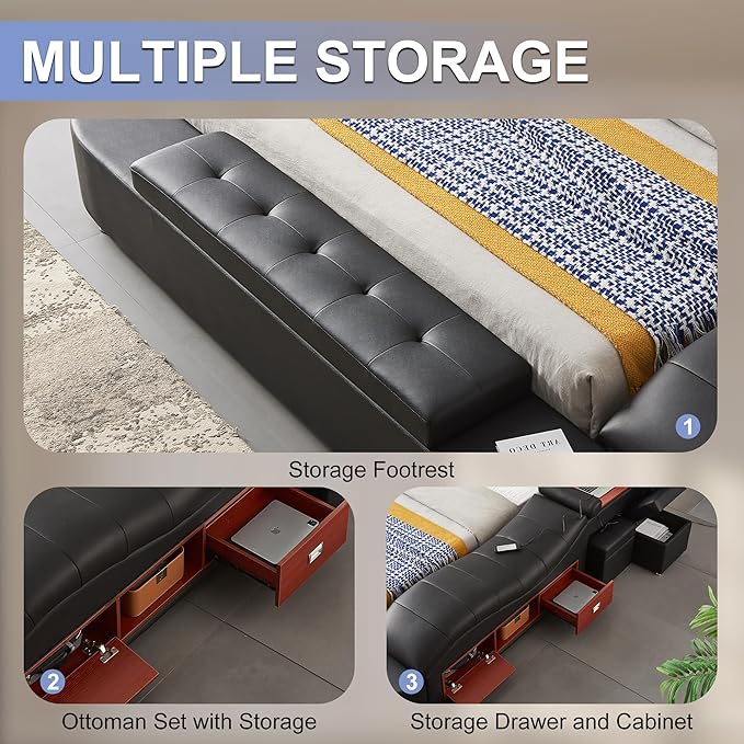 King Size Smart Multifunctional Bed Frame, Platform Bed