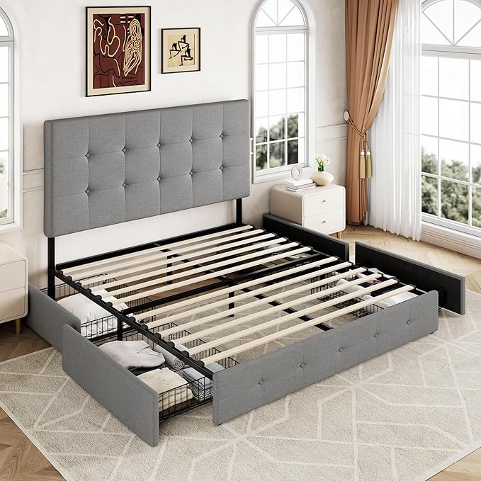 Allewie Upholstered Full Size Platform Bed Frame