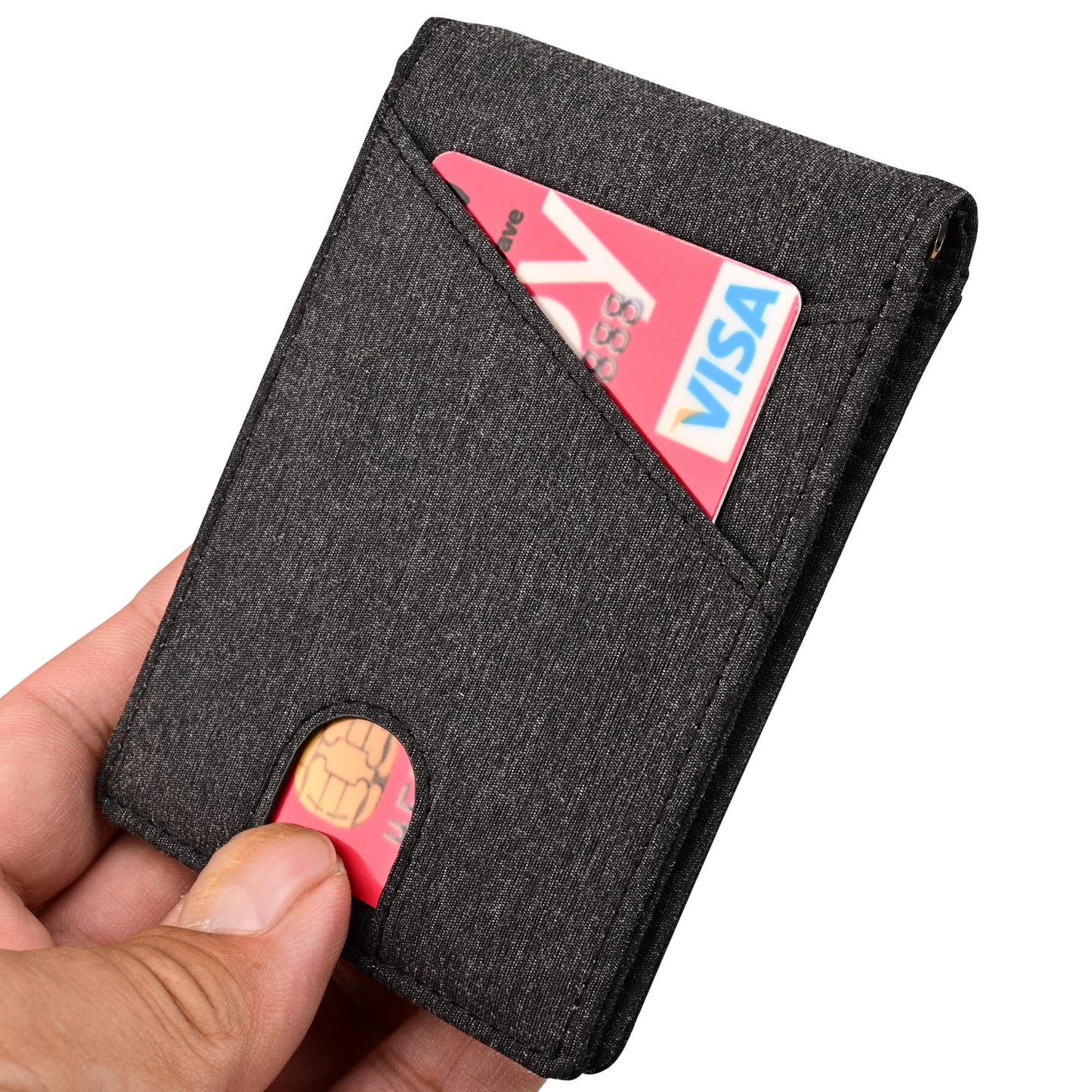 kinzd Slim Wallet with Money Clip RFID Blocking Minimalist Bifold Wallet for Men Genuine Leather Front Pocket Card Holder