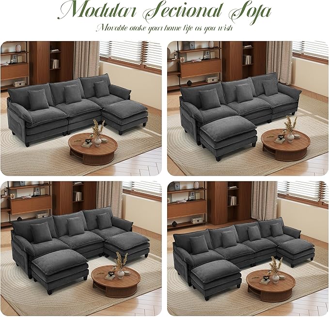 Cloud Couch, Deep Seat Couches for Living Room, Bedroom and Apartment, L Shaped